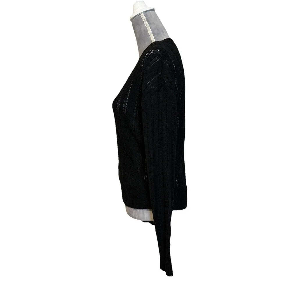 NWT‎ ASTR The Label Women's Black Wrap Front Pointelle Sweater Size M